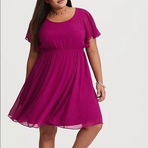 Magenta Torrid Dress with Flutter Sleeves (3)